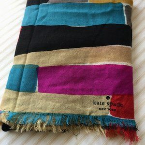 Kate Spade Abstract Print & Multicolor Wool Scarf